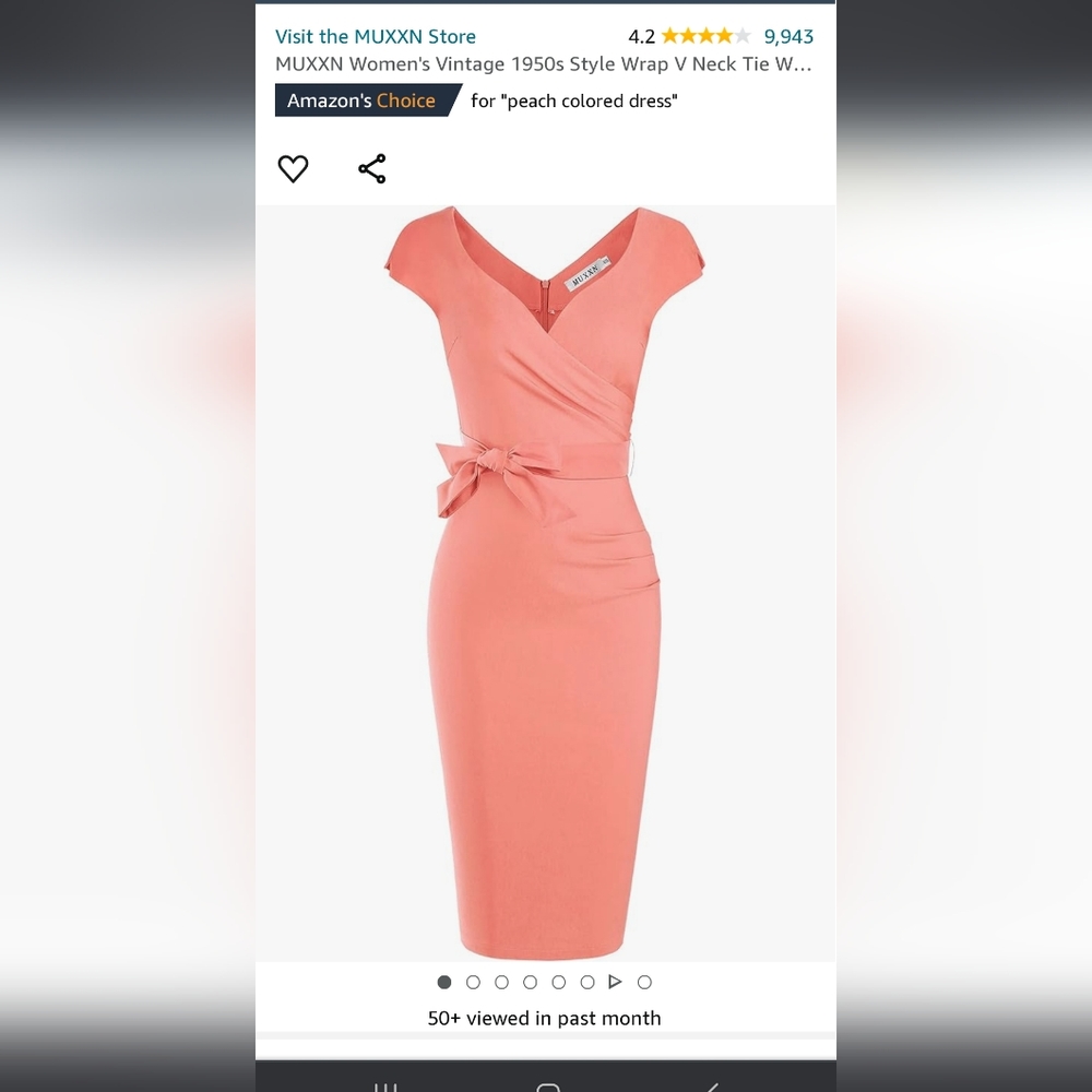 Peach long bodycon dress